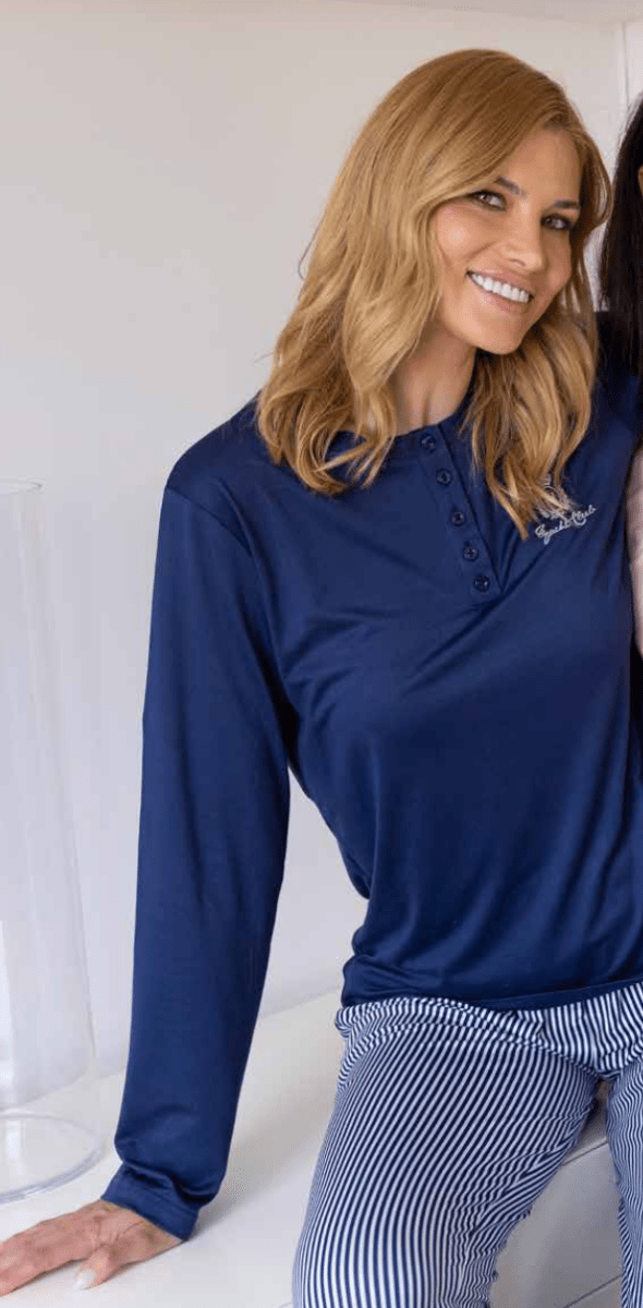 Pigiama donna lungo Bollicine cotone Elvia