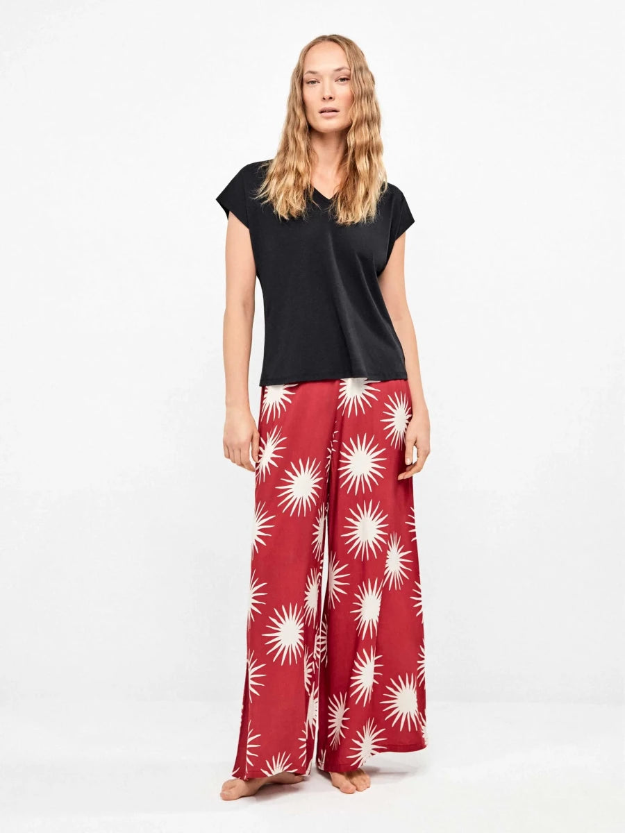 Pigiama donna manica corta a V modal e pantaloni lunghi in viscosa Gisela 20374/20373