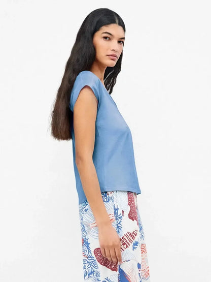 Pigiama donna manica corta a V pantaloni lunghi in modal Gisela 20374/20398