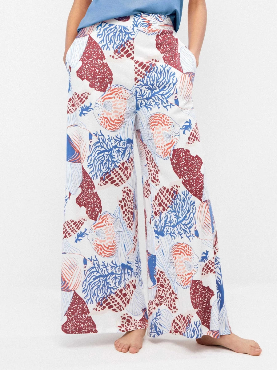 Pigiama donna manica corta a V pantaloni lunghi in modal Gisela 20374/20398