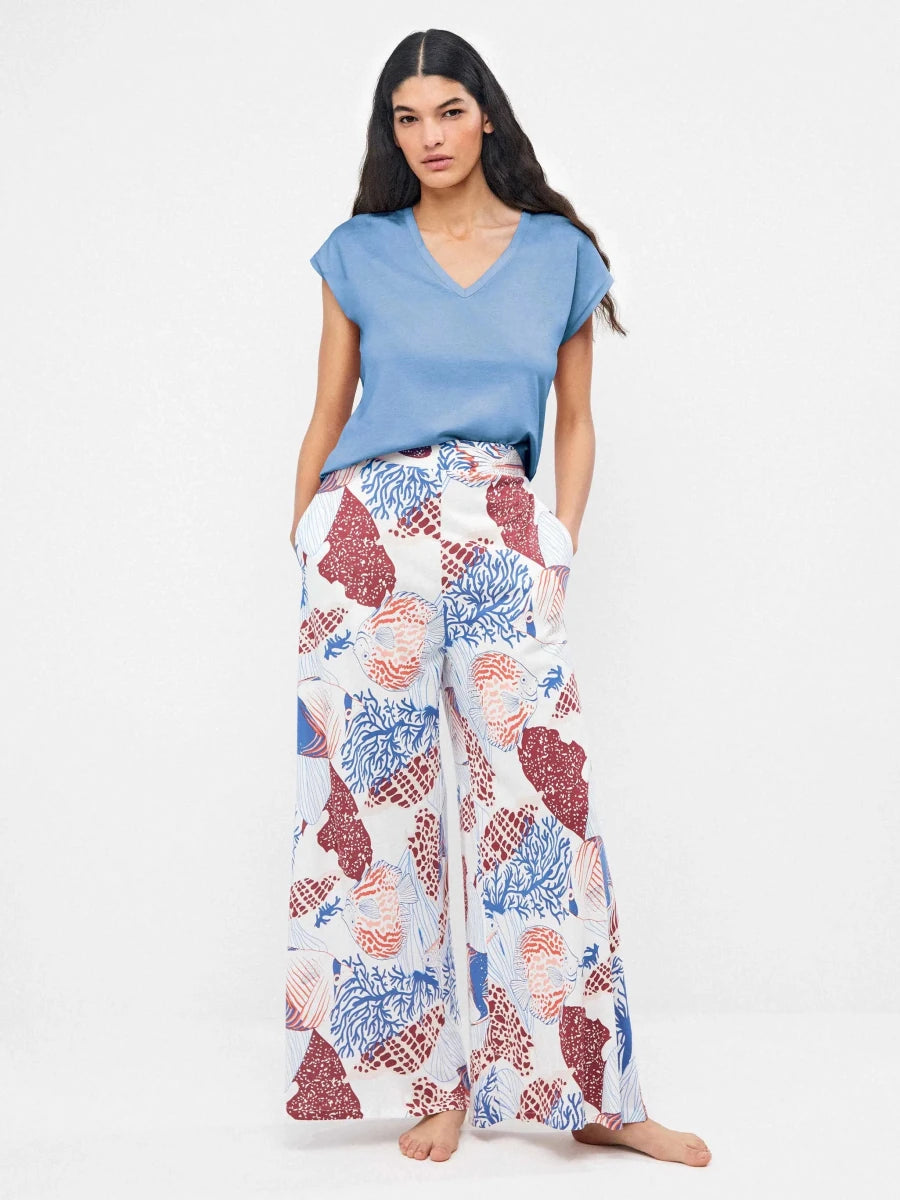 Pigiama donna manica corta a V pantaloni lunghi in modal Gisela 20374/20398