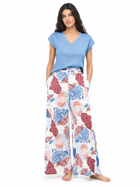 Pigiama donna manica corta a V pantaloni lunghi in modal Gisela 20374/20398