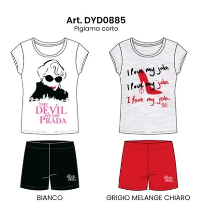 Pigiama donna mezza manica pantaloncino Il Diavolo veste Prada DYD0885