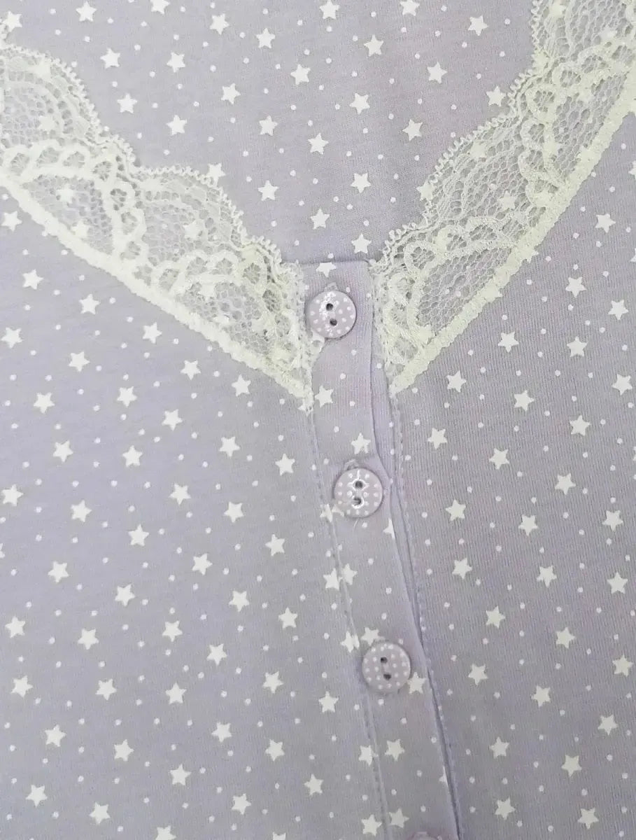 Pigiama donna puro cotone spallina e pantalone corto Noidinotte Delia Corason Stars FA7778AB