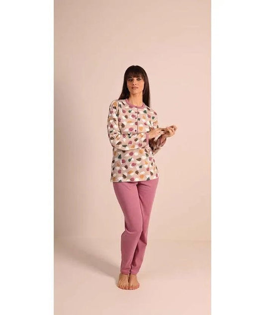 Pigiama donna serafino invernale interlock Gary 5060