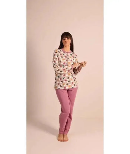 Pigiama donna serafino invernale interlock Gary 5060
