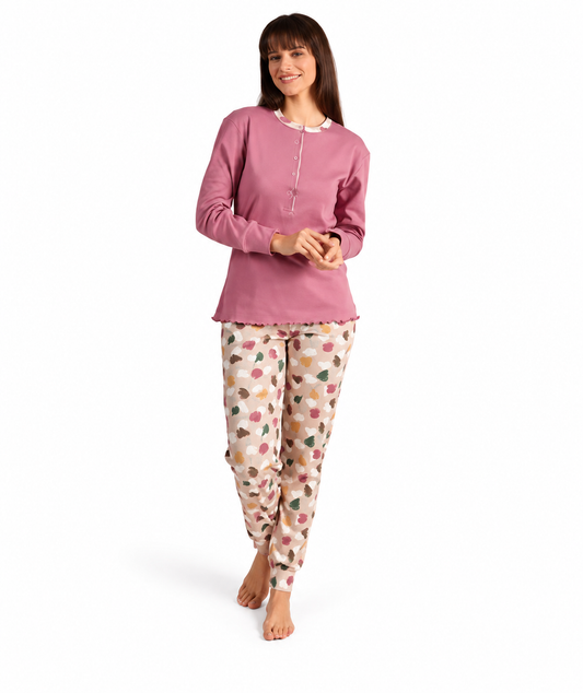 Pigiama donna serafino invernale interlock Gary 5061