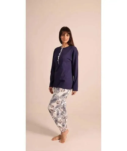 Pigiama donna serafino invernale interlock Gary 5070