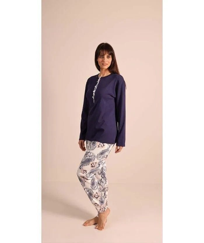 Pigiama donna serafino invernale interlock Gary 5070