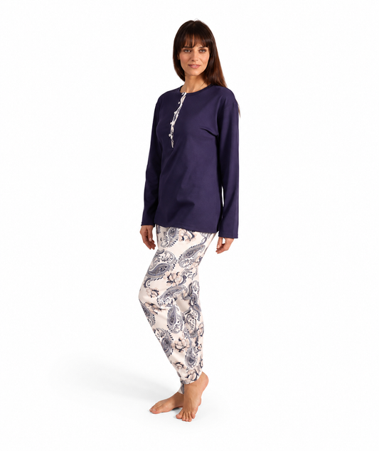 Pigiama donna serafino invernale interlock Gary 5070