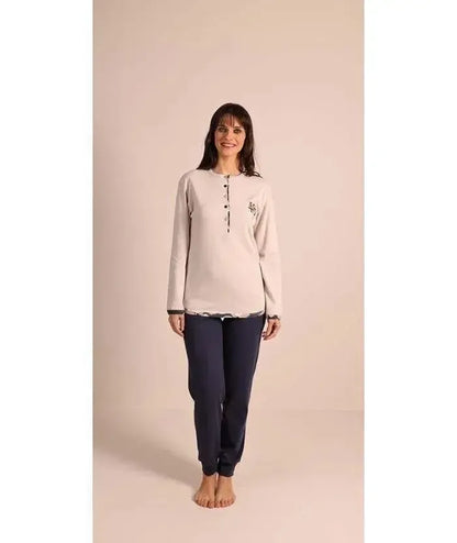 Pigiama donna serafino invernale interlock Gary 5095
