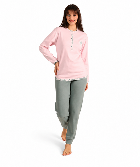 Pigiama donna serafino invernale interlock Gary 5095
