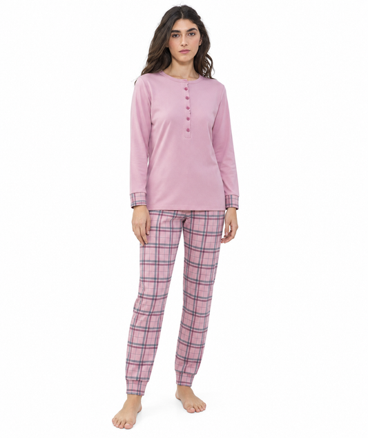 Pigiama donna serafino invernale interlock Gary 5401