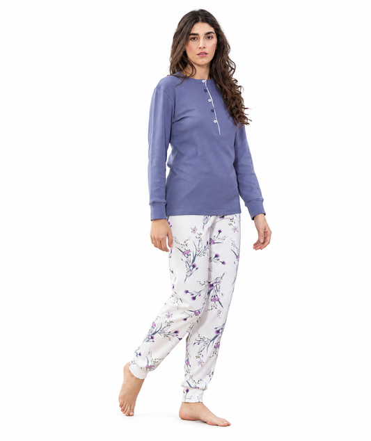 Pigiama donna serafino invernale interlock Gary 5408