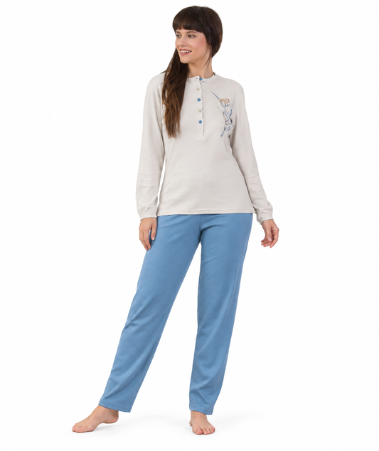 Pigiama donna serafino invernale interlock Gary 5409