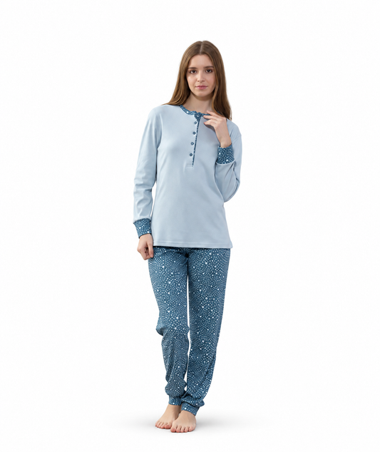 Pigiama donna serafino invernale interlock Gary 5418