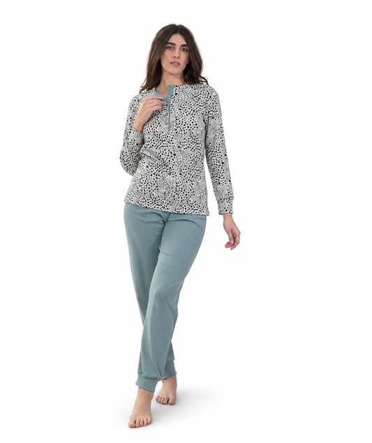 Pigiama donna serafino invernale interlock Gary 5466