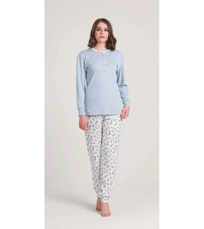 Pigiama donna serafino invernale interlock Gary V50050