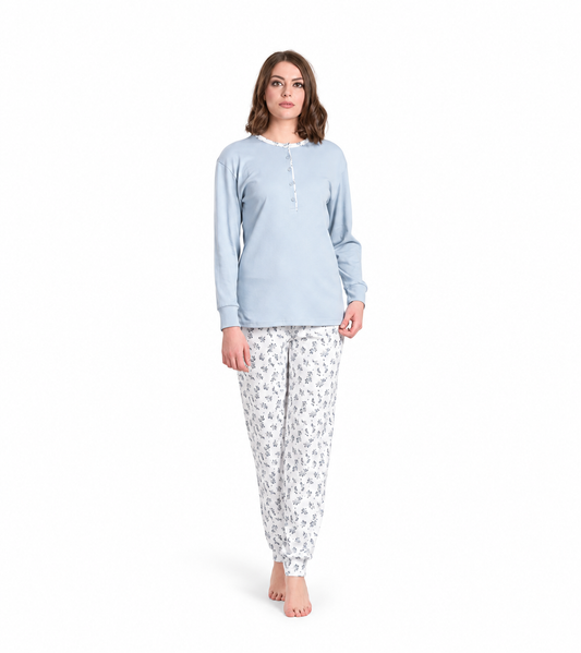 Pigiama donna serafino invernale interlock Gary V50050