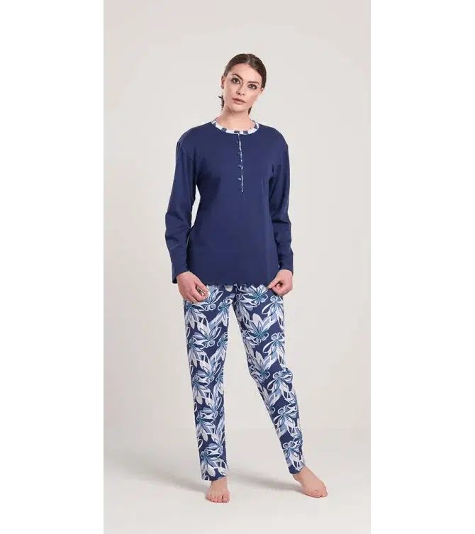 Pigiama donna serafino invernale interlock Gary V50075