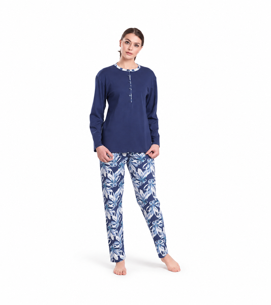 Pigiama donna serafino invernale interlock Gary V50075