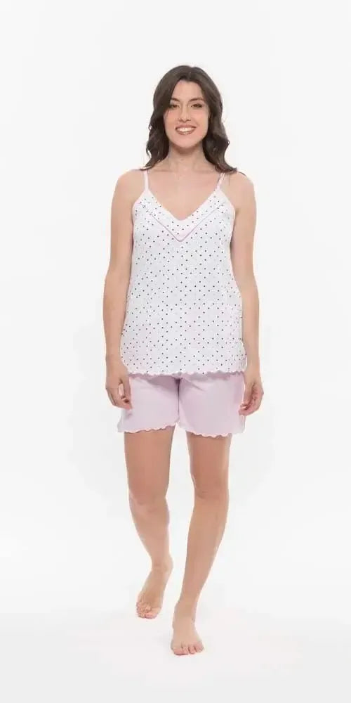 Pigiama donna spallina pantaloncino jersey puro cotone Gary R55048