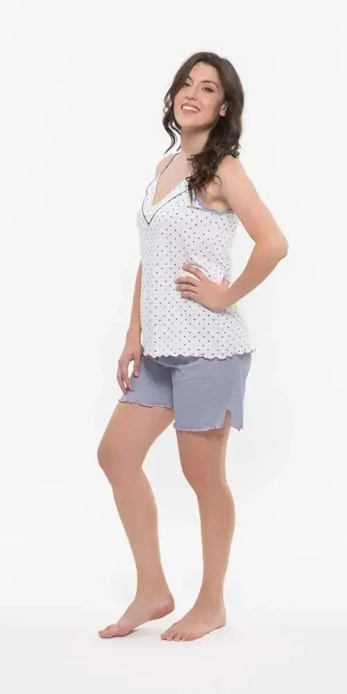 Pigiama donna spallina pantaloncino jersey puro cotone Gary R55048
