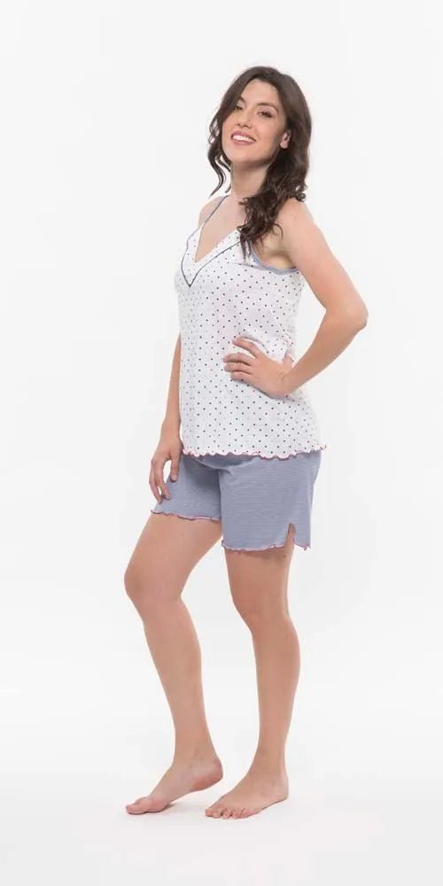 Pigiama donna spallina pantaloncino jersey puro cotone Gary R55048