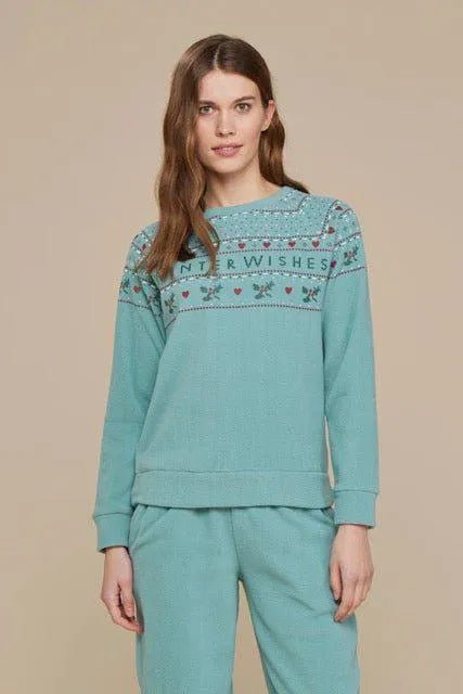 Pigiama girocollo donna in micorpile rasato Family Match Noidinotte Winter FA8425