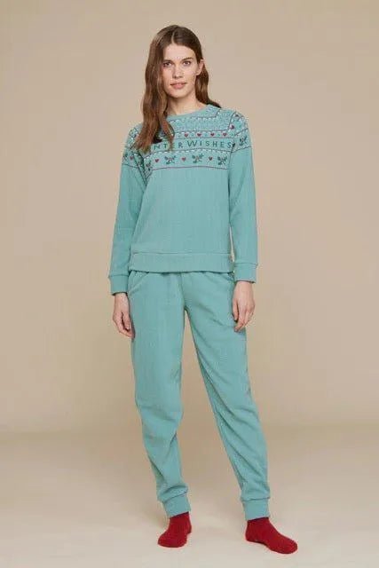 Pigiama girocollo donna in micorpile rasato Family Match Noidinotte Winter FA8425