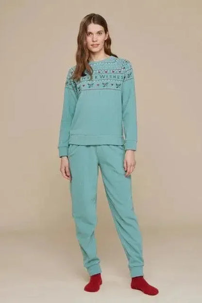Pigiama girocollo donna in micorpile rasato Family Match Noidinotte Winter FA8425
