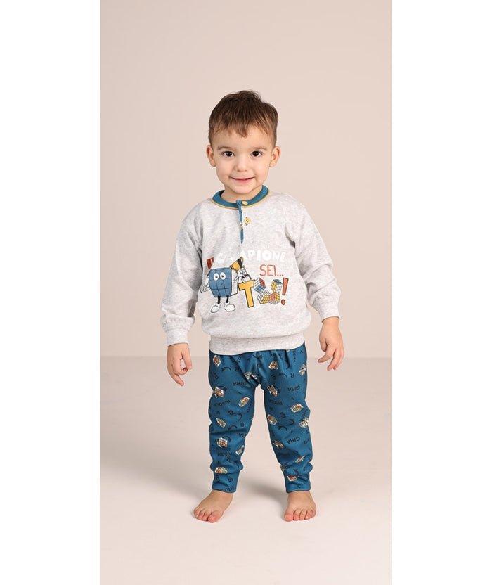 Pigiama invernale Neonato interlock serafino con due bottoni Gary 1023