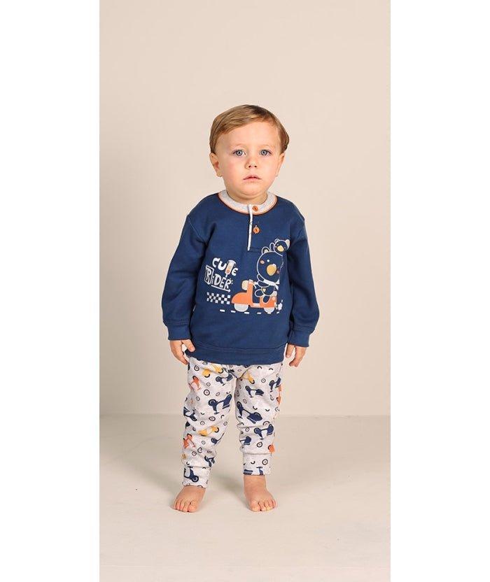 Pigiama invernale Neonato interlock serafino con due bottoni Gary 1024