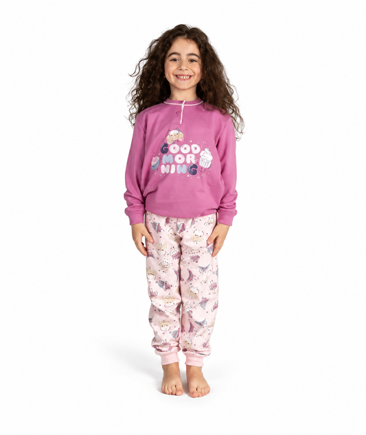 Pigiama invernale bambina cotone felpato Gary 3052