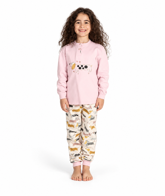 Pigiama invernale bambina cotone felpato Gary 3054