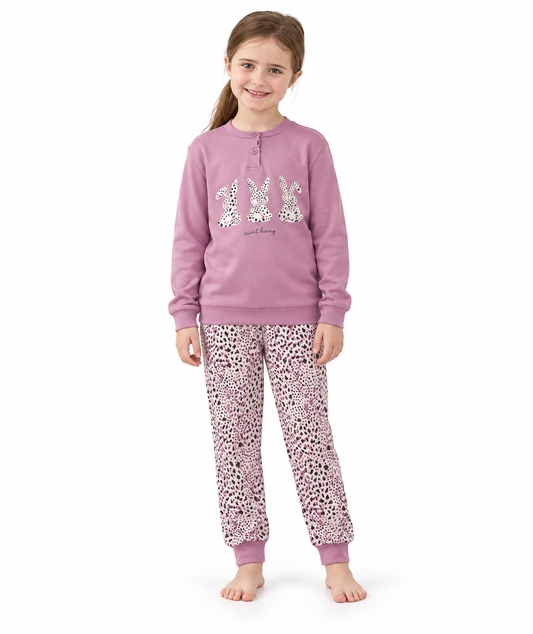 Pigiama invernale bambina cotone felpato Gary 3214