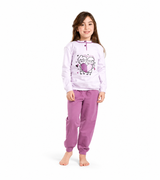 Pigiama invernale bambina/ragazza felpato Gary V30038