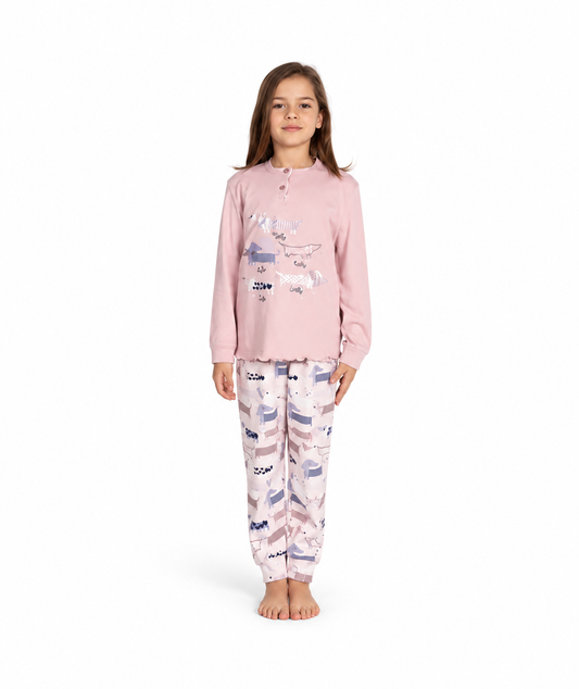 Pigiama invernale bambina/ragazza interlock Gary 3022