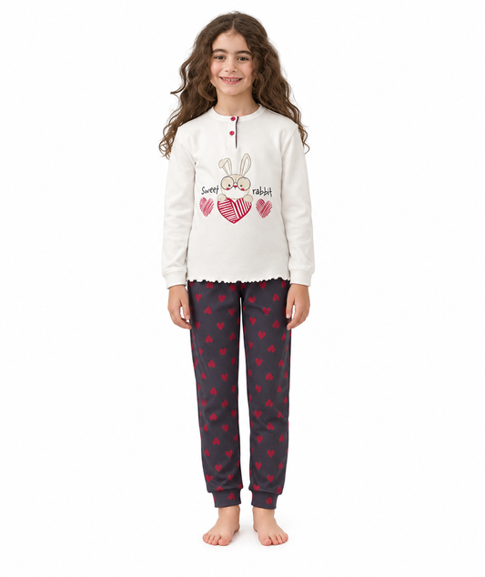 Pigiama invernale bambina/ragazza interlock Gary 3186