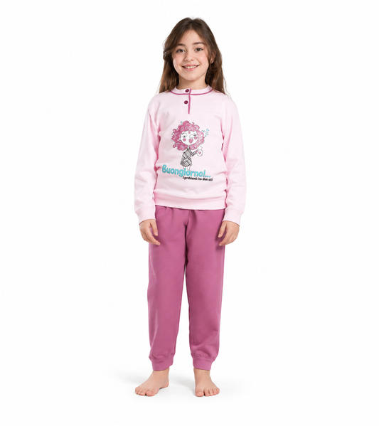 Pigiama invernale bambina/ragazza interlock Gary V30007