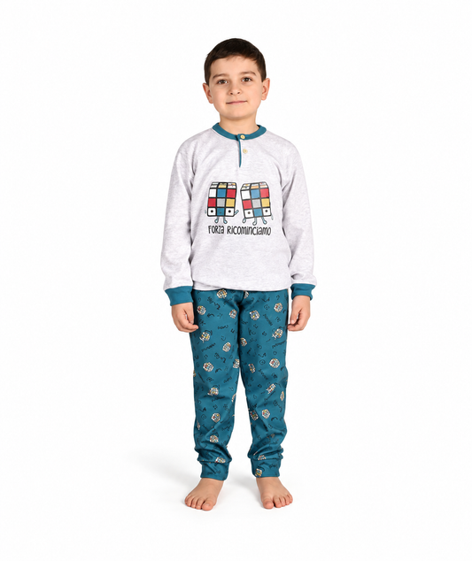 Pigiama invernale bambino cotone felpato Gary 2064