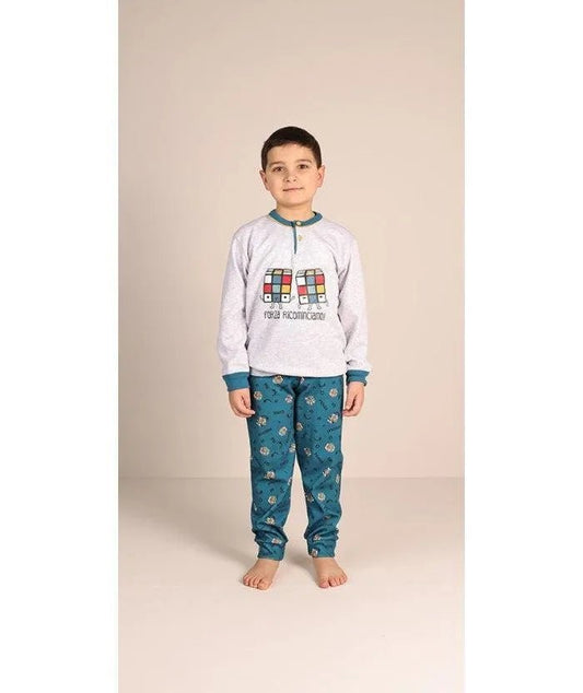 Pigiama invernale bambino cotone felpato Gary 2064