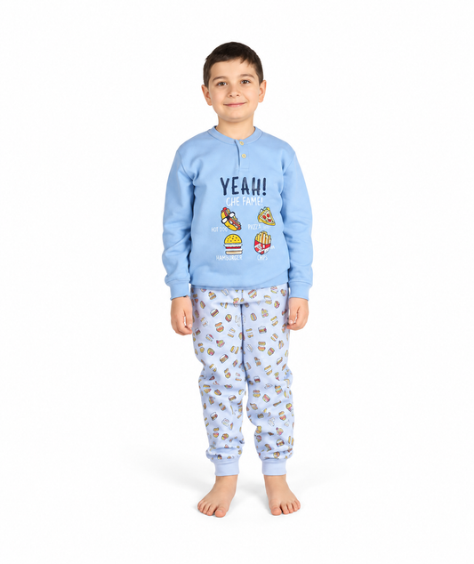 Pigiama invernale bambino cotone felpato Gary 3060