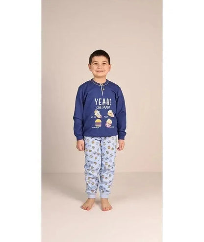 Pigiama invernale bambino cotone felpato Gary 3060