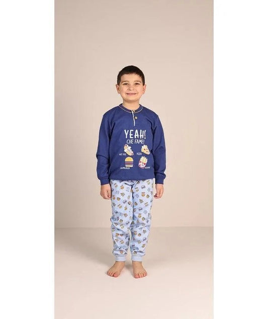 Pigiama invernale bambino cotone felpato Gary 3060