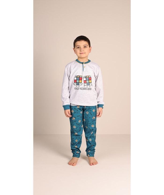 Pigiama invernale bambino cotone felpato Gary 3064