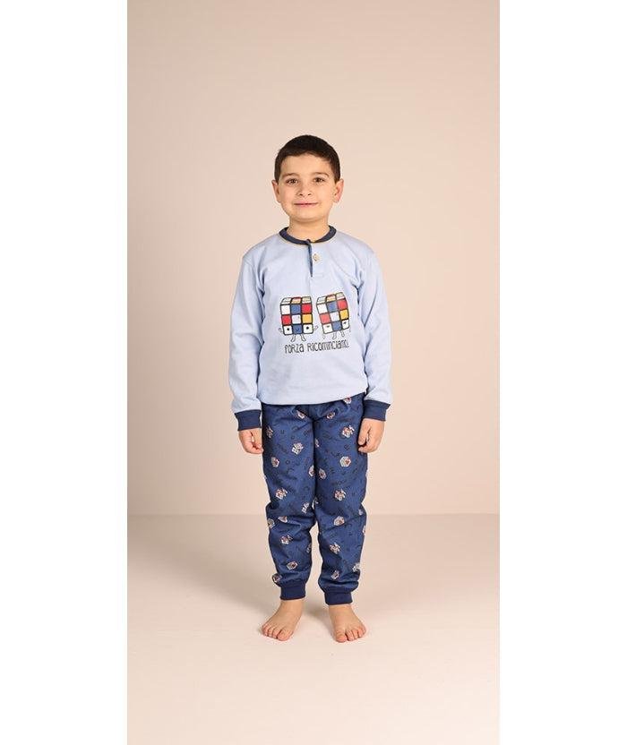 Pigiama invernale bambino cotone felpato Gary 3064