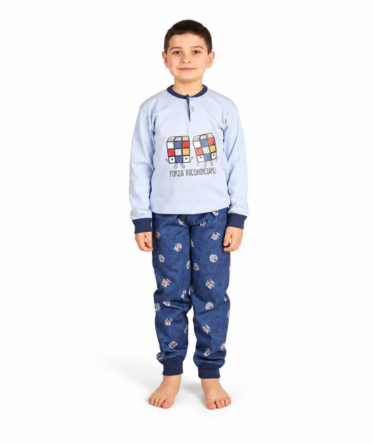Pigiama invernale bambino cotone felpato Gary 3064