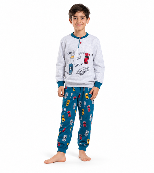Pigiama invernale bambino cotone felpato Gary V30045