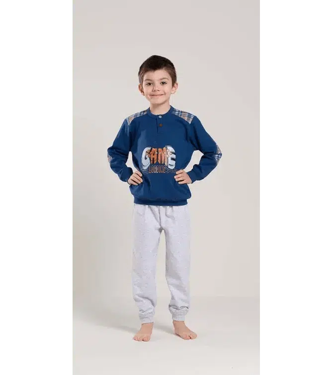 Pigiama invernale bambino cotone felpato Gary V30047